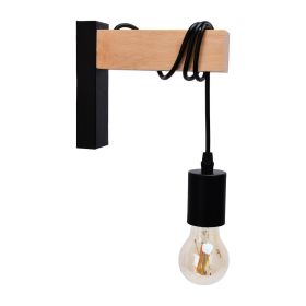 NORFOLK Black and Wood E27 Indoor Wall Light