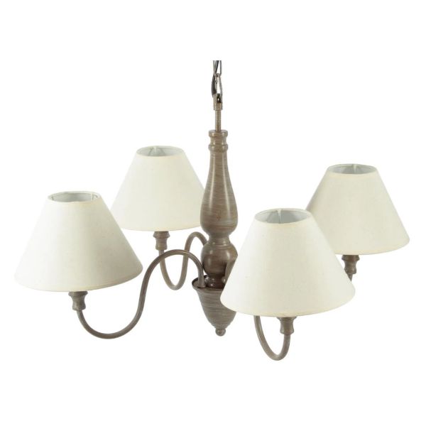 Taupe Gray Chandelier Suspension with 4 Cream Heads E14