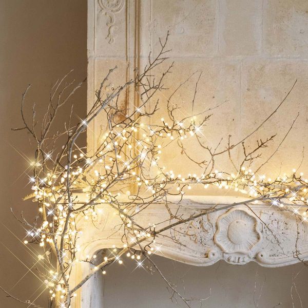 Cherrylight Warm White LED Garland - Pure White Flash 400 LEDs - 9 Meters