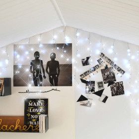 Guirnalda de luces led de cortina de estalactitas 230 LEDS animados Blanco puro