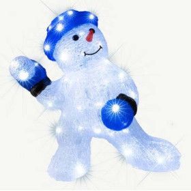 Muñeco de nieve y bola de nieve LED H30cm Decoración exterior