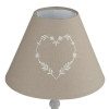 Table lamp in metal and Beige embroidered Heart shade