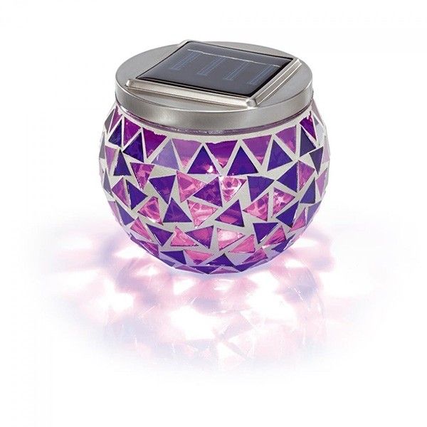 Pink glossy solar table lamp