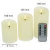 Set of 3 warm white 3D LED flame candles with remote control