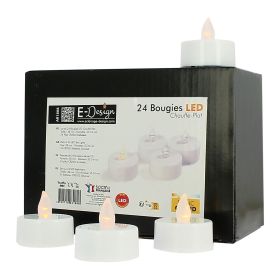 Lot de 24 Bougies à LED type chauffe plat Blanc Chaud Effet Flamme