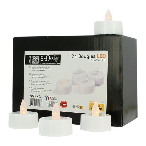 Wouzi Bougies LED 24 pièces - Avec batterie - Set de Bougies - Bougies  chauffe-plat 
