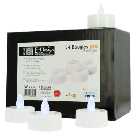 Packung mit 24 kaltweißen LED-Kerzen mit Flammeneffekt, Teelicht