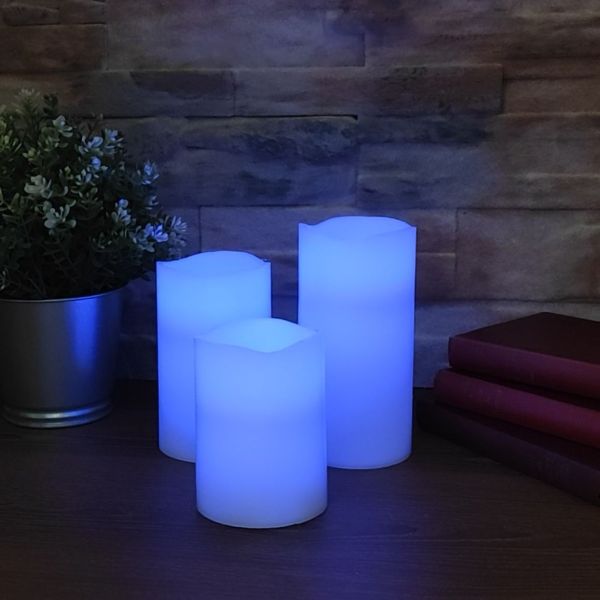Set mit 3 RGB-LED-Kerzen mit Fernbedienung