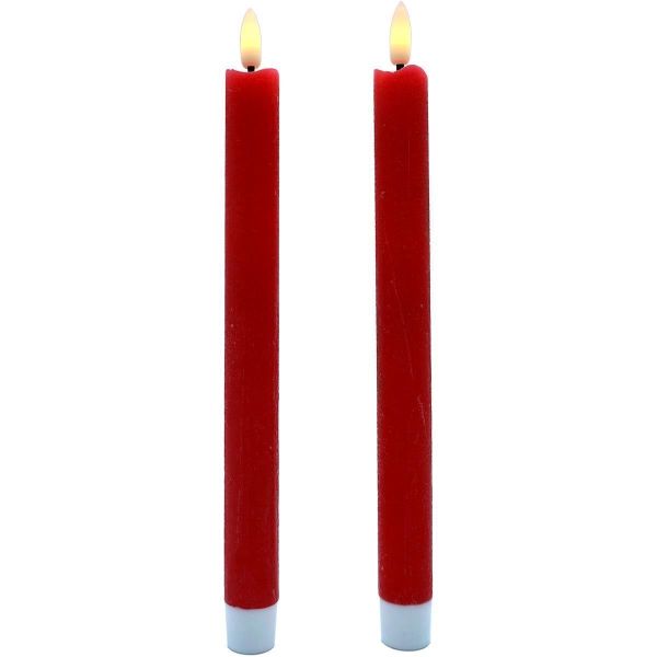 Set de 2 bougies chandelles cire rouge