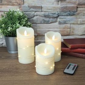 Set of 3 LED candles Flickering flame warm white + MicroLED with remote control
