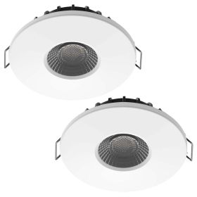 Set of 2 LED recessed spotlights 8W MILAN CCT IP65 IK07 with Dimmable transformer
