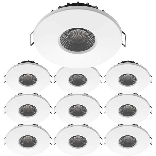 Set di 10 Faretti LED da Incasso 8W MILANO CCT IP65 IK07 Ghiera Rotonda  Nera con