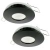 Set of 2 LED Recessed Spots 8W MILAN CCT IP65 IK07 Black Round Bezel with Dimmable Transformer