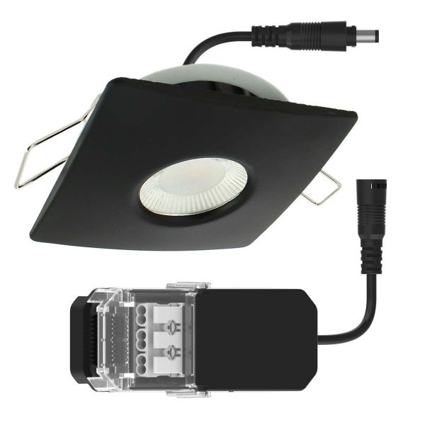 Foco LED Empotrable 8W MILAN CCT IP65 IK07 Bisel Cuadrado Negro con Transformador Regulable