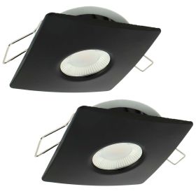 Conjunto de 2 Focos Empotrables LED 8W MILAN CCT IP65 IK07 Collar Cuadrado Negro con Transformador Regulable