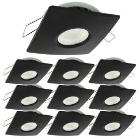 Set of 10 LED Recessed Spots 8W MILAN CCT IP65 IK07 Black Square Collar with Dimmable Transformer