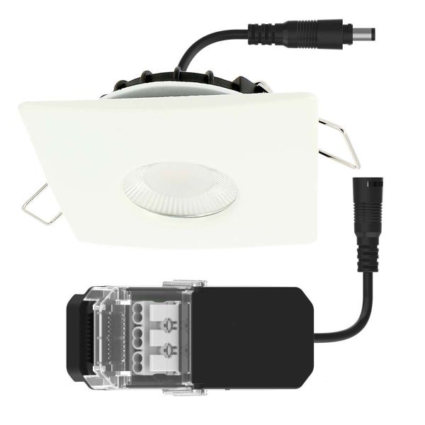 Downlight LED 8W MILAN CCT IP65 IK07 Bisel Cuadrado Blanco con Transformador Regulable