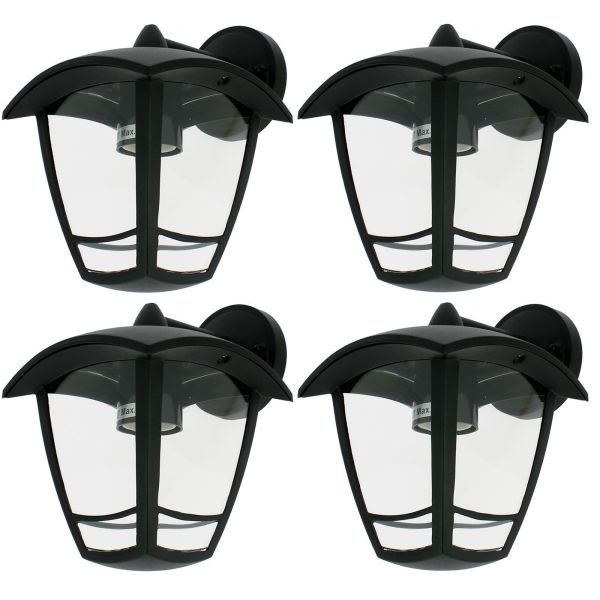 Set of 4 ALICANTE outdoor metal wall lights for garden Black E27