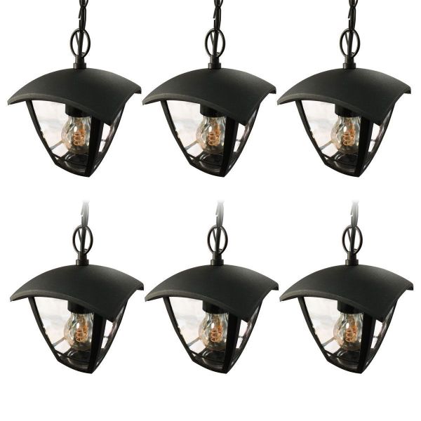 Conjunto de 6 lámparas colgantes de exterior Alicante para jardín Negro E27