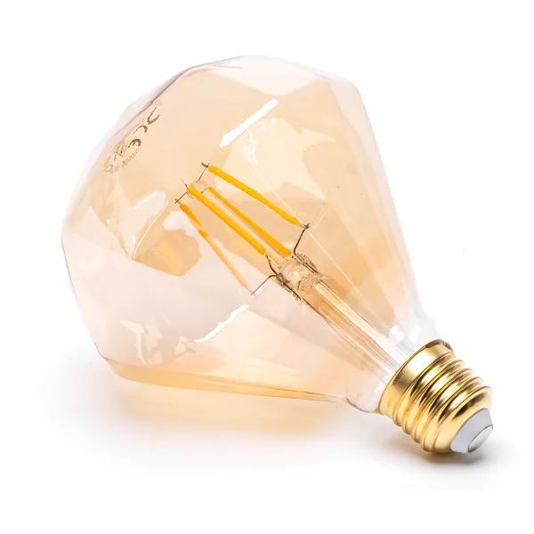 Ampoule LED E27 Diamant Ambrée Filament Déco 4W 1800K