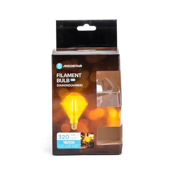 Bombilla LED E27 Diamond Amber Filamento Decorativo 4W 1800K