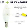 Lot de 10 Ampoules LED bougie  E14 5.5W Equivalent 40W 470LM ARUM