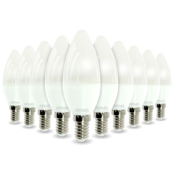 Set di 10 lampadine LED a candela E14 5.5W Equivalente 40W 470LM ARUM