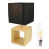 Lampada da comodino e tavolo in legno E14 30cm BRAGI con la sua lampadina LED a filamento da 4,9W