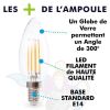 Set of 2 bedside lamps and wooden table E14 30cm BRAGI with its 4.9W Filament LED bulbs