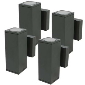 Set of 4 wall lights VENICE square Anthracite exterior double beam GU10 IP54