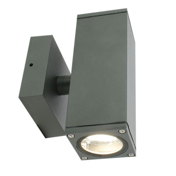Set di 2 applique VENICE quadrate grigio antracite da esterno biemissione con 4 lampadine LED GU10 5W