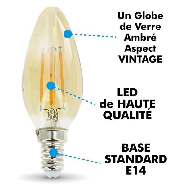 Set of 10 LED bulbs E14 amber 4W eq 40W 400lm