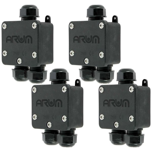 Set of 4 Waterproof Interconnection Boxes 3 Ways with automatic connector IP68
