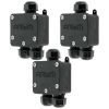 Set of 3 Waterproof Interconnection Boxes 3 Ways with automatic connector IP68