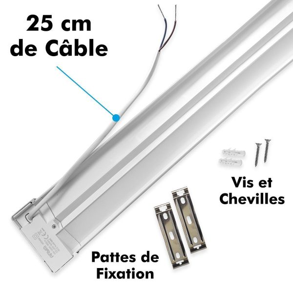 20 Reglettes LED extra plate LINE 16W IP40 1800Lm 60cm