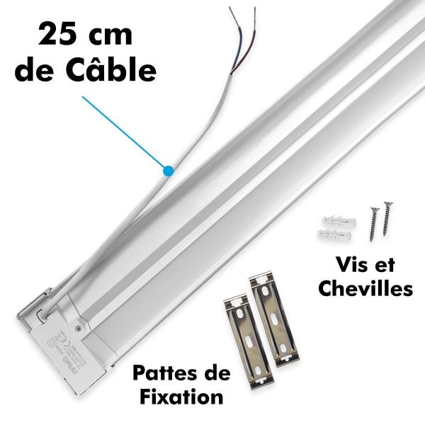 4 Reglettes LED extra plate LINE 16W IP40 1800Lm 60cm