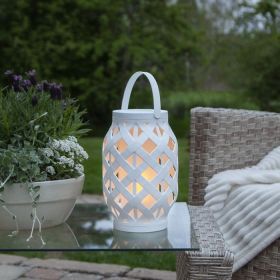 Batteriebetriebene weiße LED-Laterne mit Flammeneffekt für Garten und Tisch