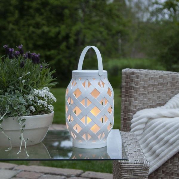 Battery Operated Flame Effect White LED Lantern for Garden and Table