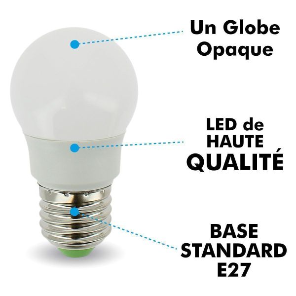 Lot de 5 Ampoules LED E14 5.5W Eq 40W P45 Petit culot vis