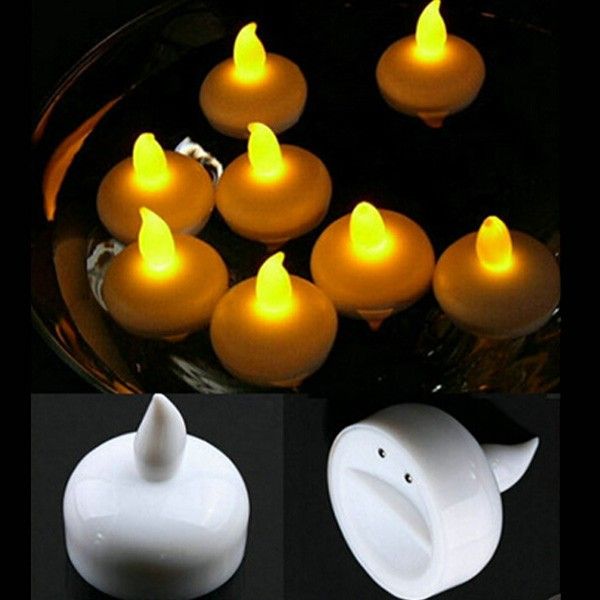Set of 12 yellow floating LED candles