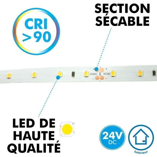 Roll of 5m of PRO Indoor LED Strip 24V 60LED/M CRI90 IP20