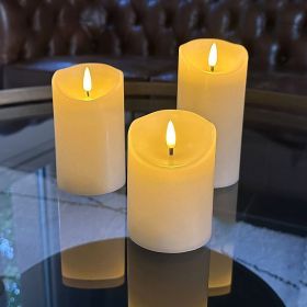 Set di 3 candele a fiamma LED 3D bianco caldo con telecomando