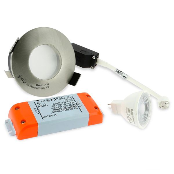 Kompletter LED-Strahler für Badezimmer IP65, gebürsteter Stahl, 82