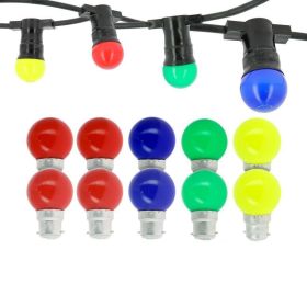 Ghirlanda guinguette professionale 10 basi LED B22 multicolori 10 metri Interconnessi + 12 Lampadine Multicolori