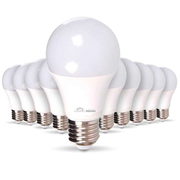 Lot of 10 LED bulbs E27 equivalent 60W 806lm Warm White