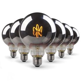 Set de 6 bombillas LED E27 G95 Smoky Vintage Deco Filamento