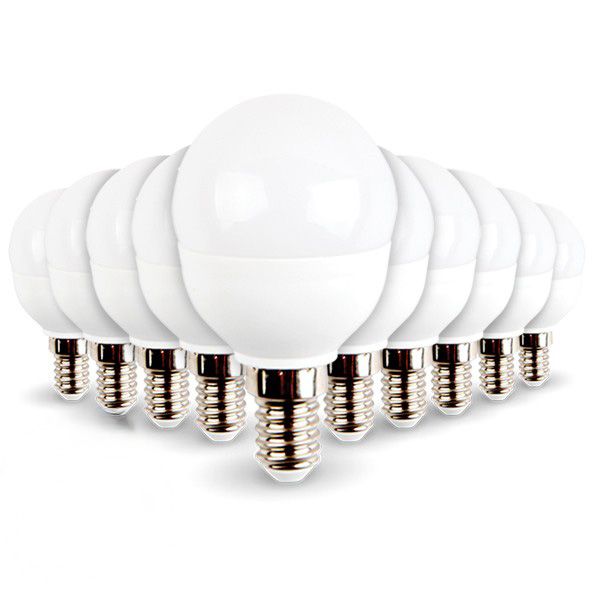 Los mit 10 LED-Lampen E14 Mini Globe 5,5 W 470 Lumen Gl. 40 W.