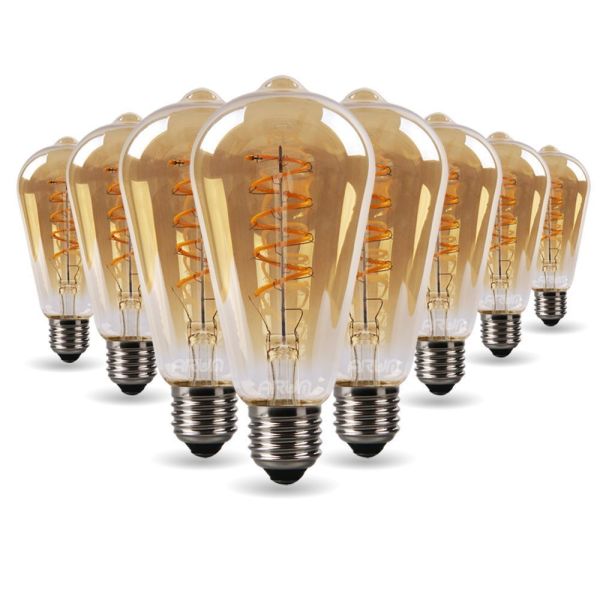 Set of 8 Bulbs LED E27 ST64 Ambrée Vintage Deco Filament