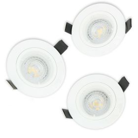Set of 3 Recessed LED Spot Light 1/4 Turn Full White with Bulb GU10 5W