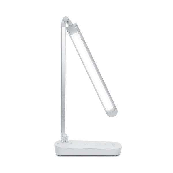 Lampe de bureau LED blanche dimmable avec chargeur de téléphone sans fil